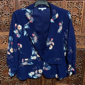 Flower 🌺 patterned blue blazer Size L